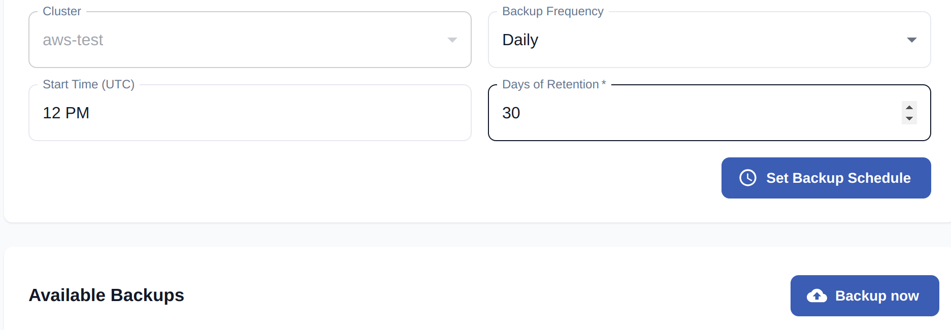 Configure a cluster backup